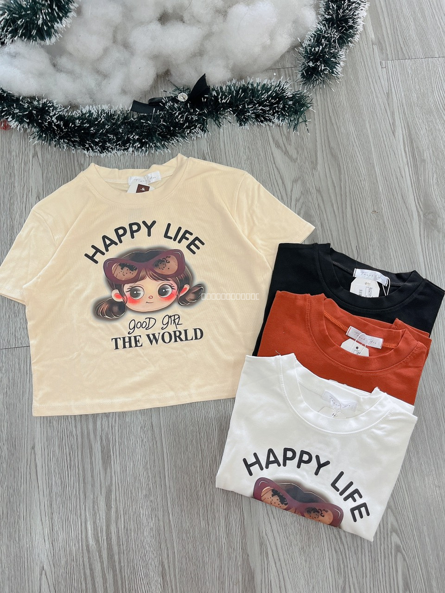 Hassy | Áo croptop thun rộng cô gái HappyLife HS | Hassy.vn - Thời trang nữ hot trend