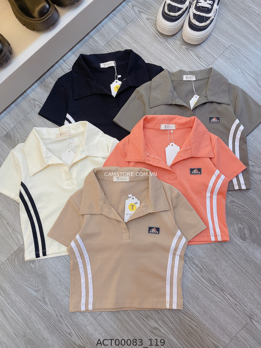 Áo croptop polo sọc viền  HS