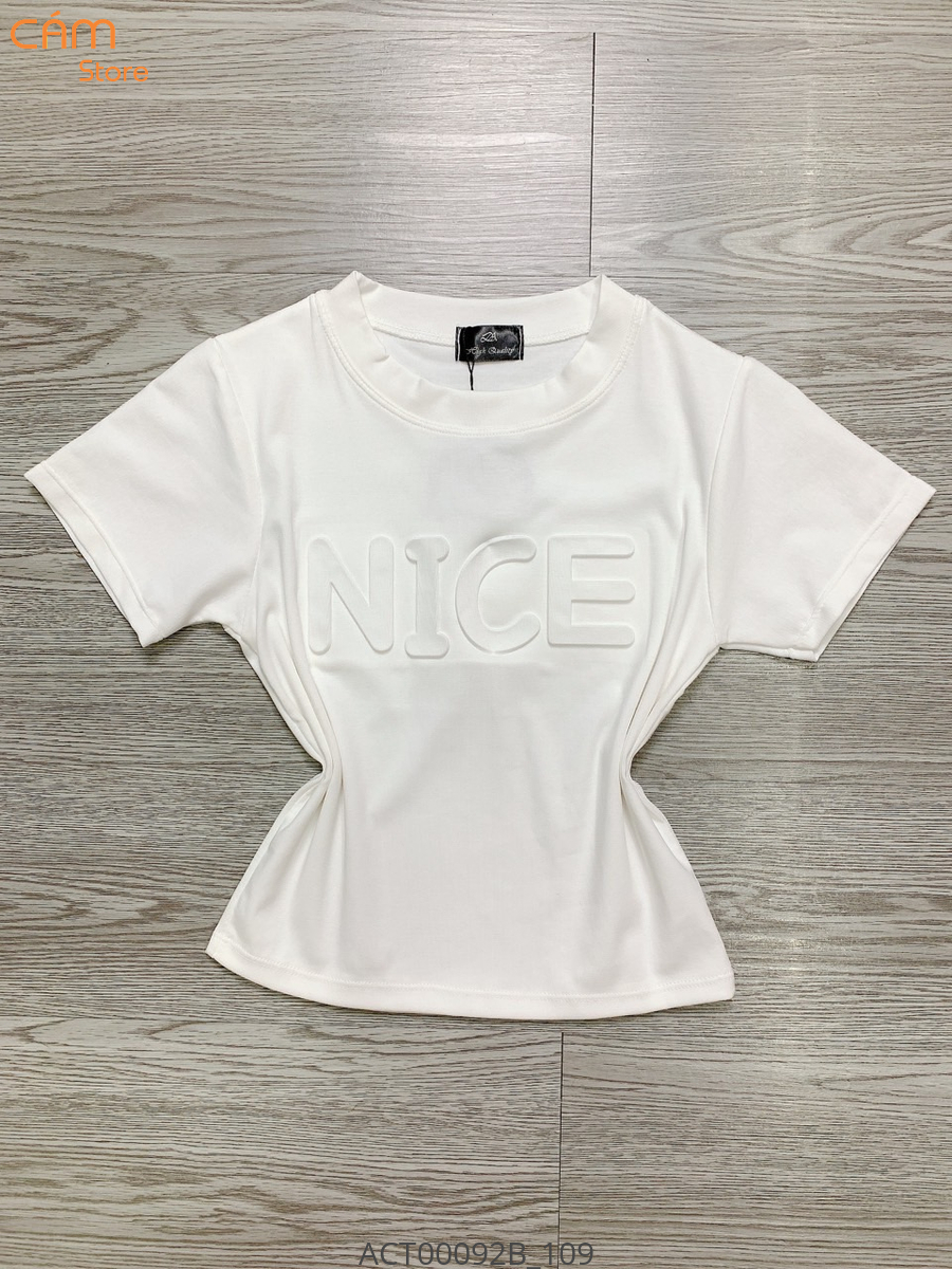 Hassy | Áo croptop cổ tròn chữ dập nổi Nice basic HS | Hassy.vn - Thời trang nữ hot trend