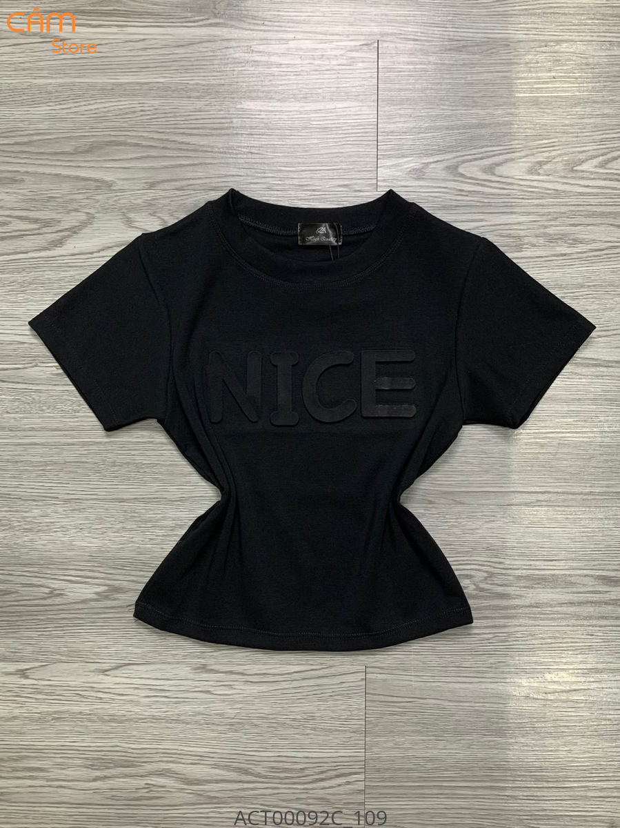 Hassy | Áo croptop cổ tròn chữ dập nổi Nice basic HS | Hassy.vn - Thời trang nữ hot trend