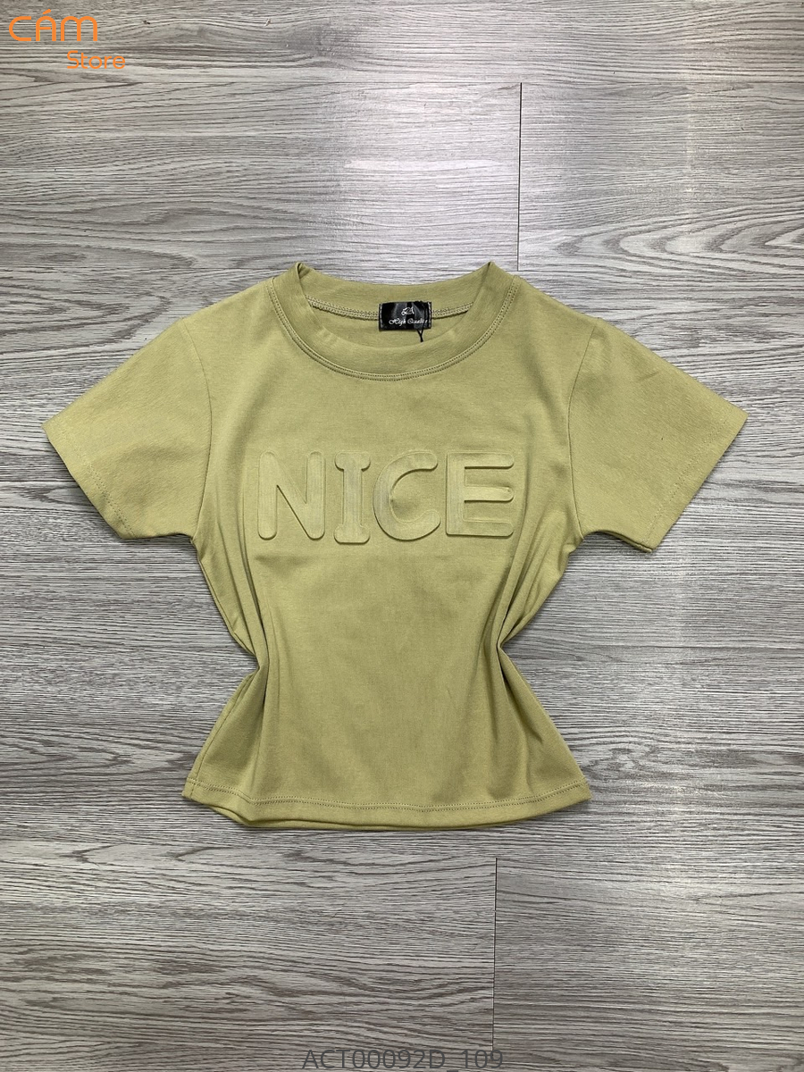 Hassy | Áo croptop cổ tròn chữ dập nổi Nice basic HS | Hassy.vn - Thời trang nữ hot trend