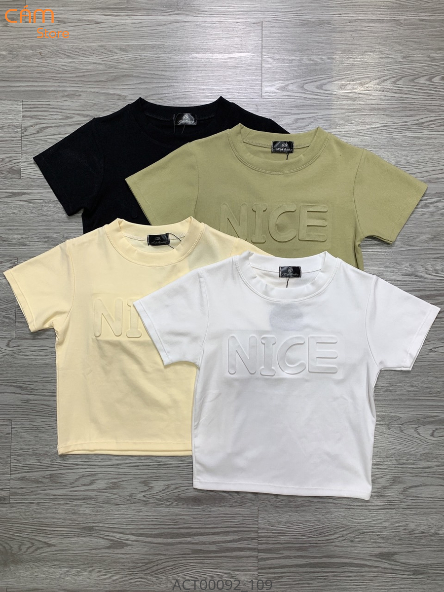 Hassy | Áo croptop cổ tròn chữ dập nổi Nice basic HS | Hassy.vn - Thời trang nữ hot trend