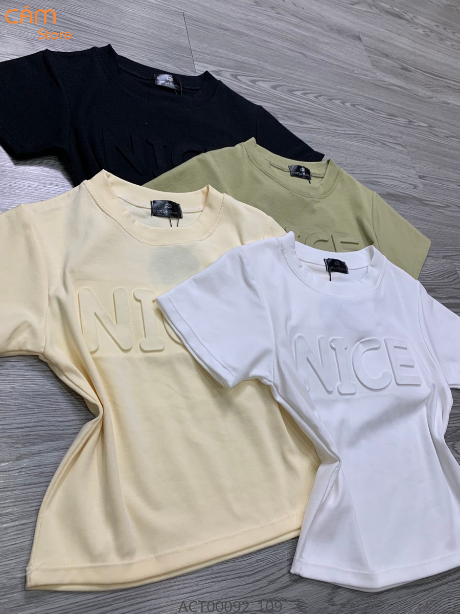 Hassy | Áo croptop cổ tròn chữ dập nổi Nice basic HS | Hassy.vn - Thời trang nữ hot trend