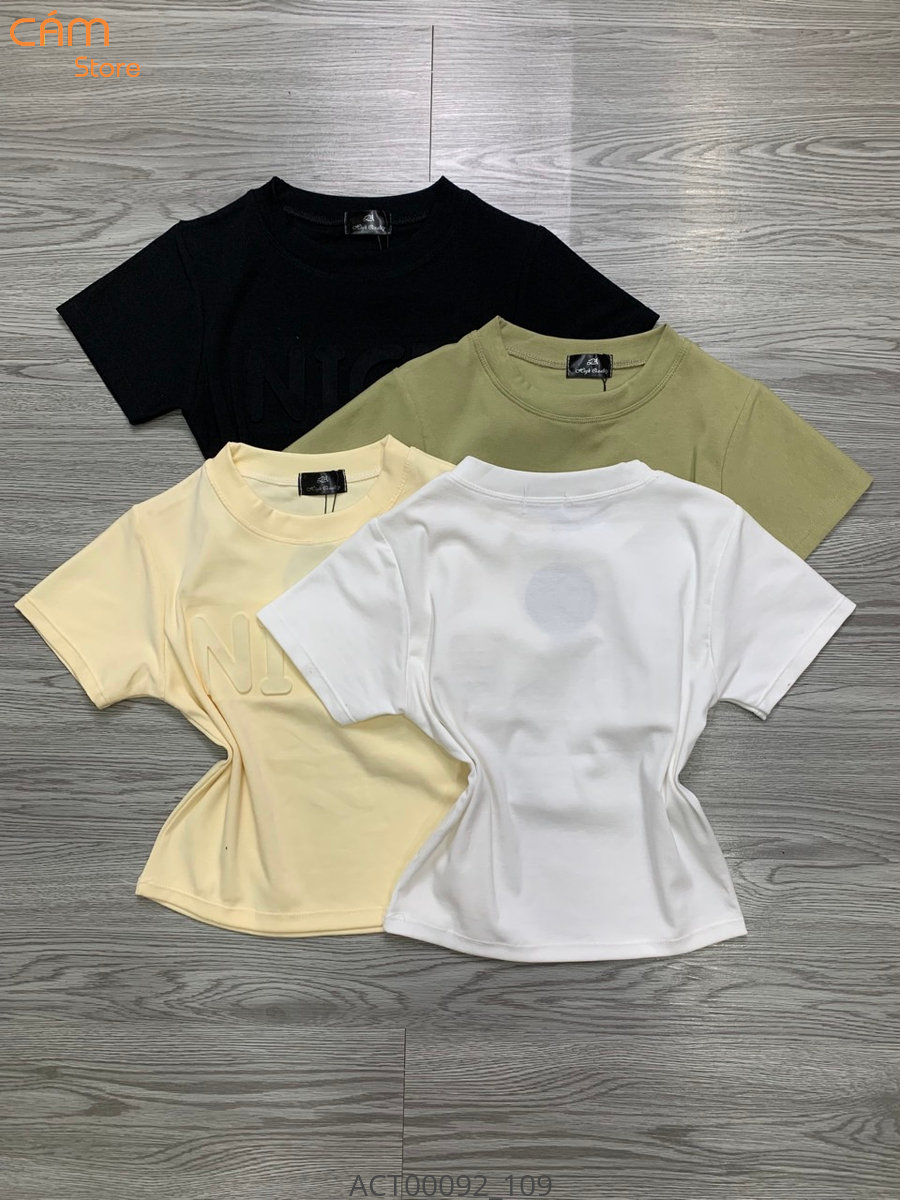 Hassy | Áo croptop cổ tròn chữ dập nổi Nice basic HS | Hassy.vn - Thời trang nữ hot trend