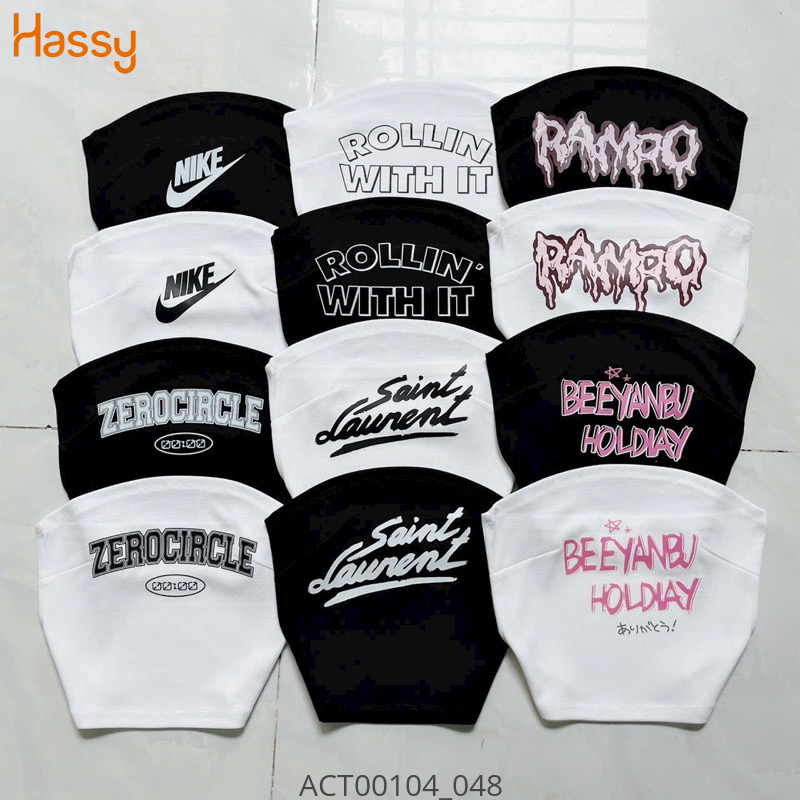 Hassy | Áo ống xếp ly ngực in hình UN | Hassy.vn - Thời trang nữ hot trend