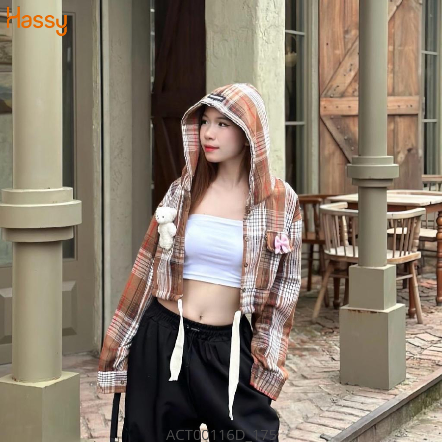 Hassy | Áo croptop aow mi có nón gắn gấu dày dặn TLBT | Hassy.vn - Thời trang nữ hot trend