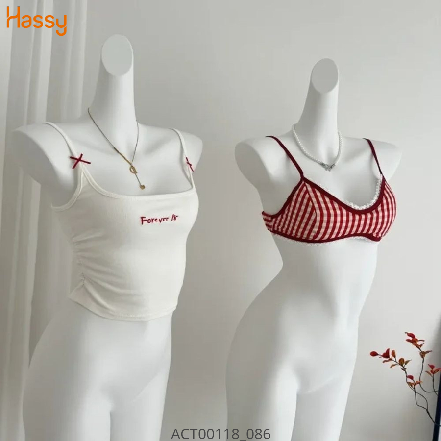 Hassy | Áo croptop hai dây phối bra caro hottrend TLBT | Hassy.vn - Thời trang nữ hot trend