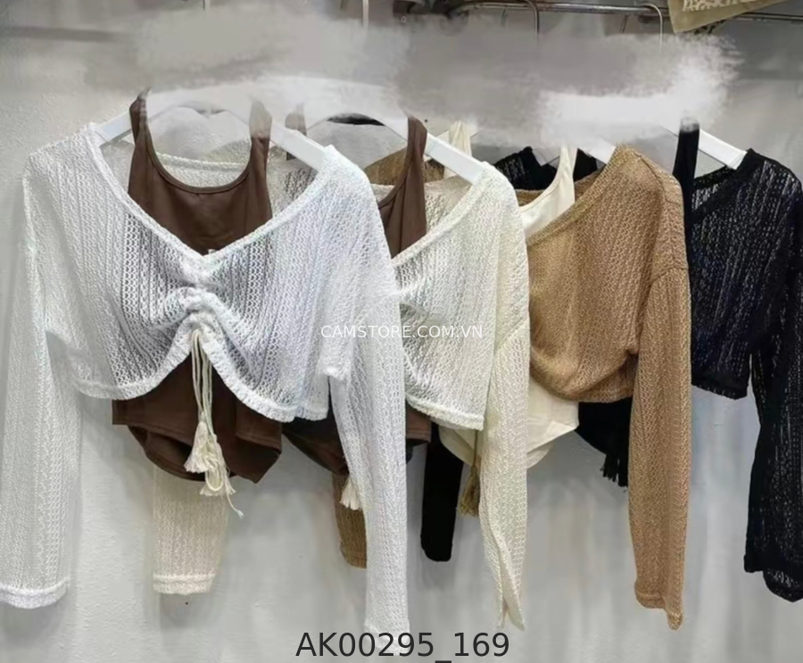 Hassy | Áo yếm tròng cổ kèm crop lưới tay dài thắt nơ TK | Hassy.vn - Thời trang nữ hot trend