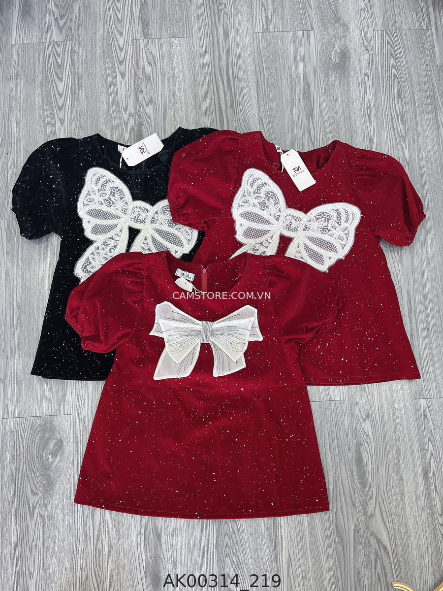 Hassy | Áo nhung babydoll gắn nơ ren Quảng Châu HS | Hassy.vn - Thời trang nữ hot trend