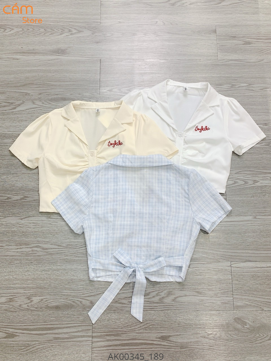 Hassy | Áo croptop tay bồng dún ngực thêu chữ đỏ thắt nơ eo TK | Hassy.vn - Thời trang nữ hot trend