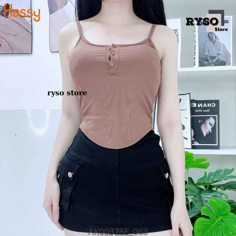 Hassy | Áo hai dây mod ngực đóng nút vạt bầu UN | Hassy.vn - Thời trang nữ hot trend