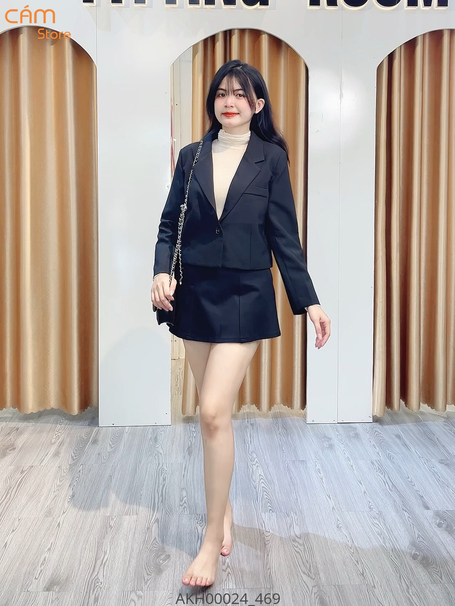 Áo blazer croptop hai lớp vạt nhọn Quảng Châu cao cấp