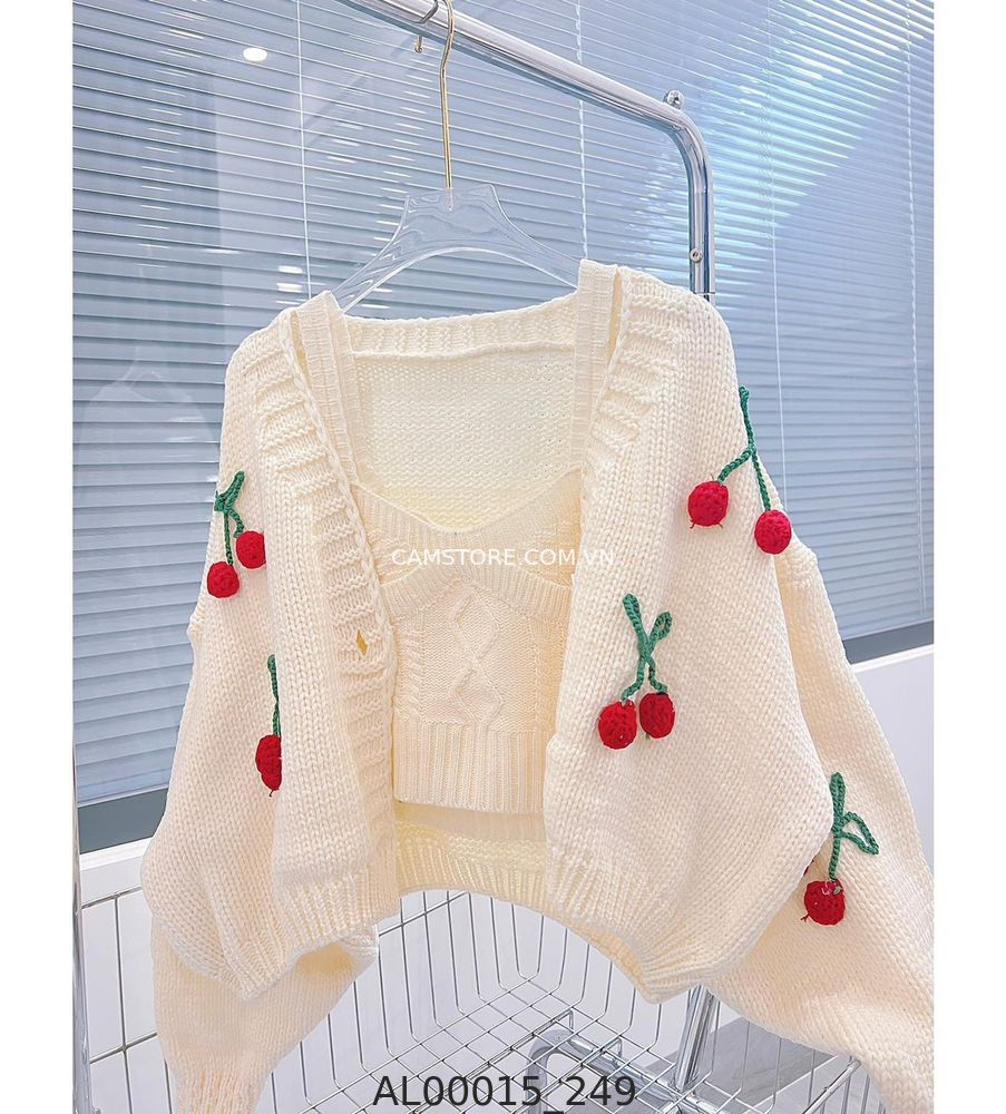 Hassy | Áo khoác cardigan croptop thêu Cherry phong cách Hàn Quốc | Hassy.vn - Thời trang nữ hot trend