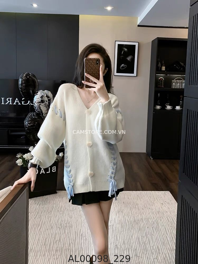 Hassy | Áo len cardigan cổ V cúc tim phối dây đan TK | Hassy.vn - Thời trang nữ hot trend