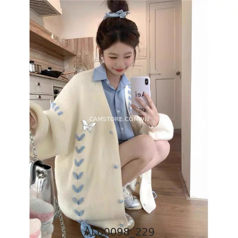 Hassy | Áo len cardigan cổ V cúc tim phối dây đan TK | Hassy.vn - Thời trang nữ hot trend