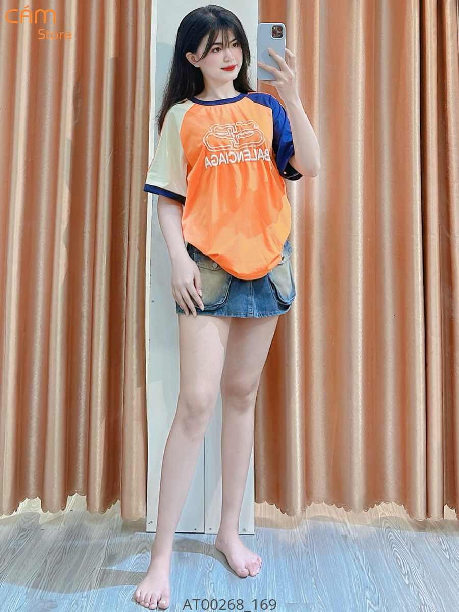 Hassy | Áo thun oversize phối tay in Balegnciga HS | Hassy.vn - Thời trang nữ hot trend