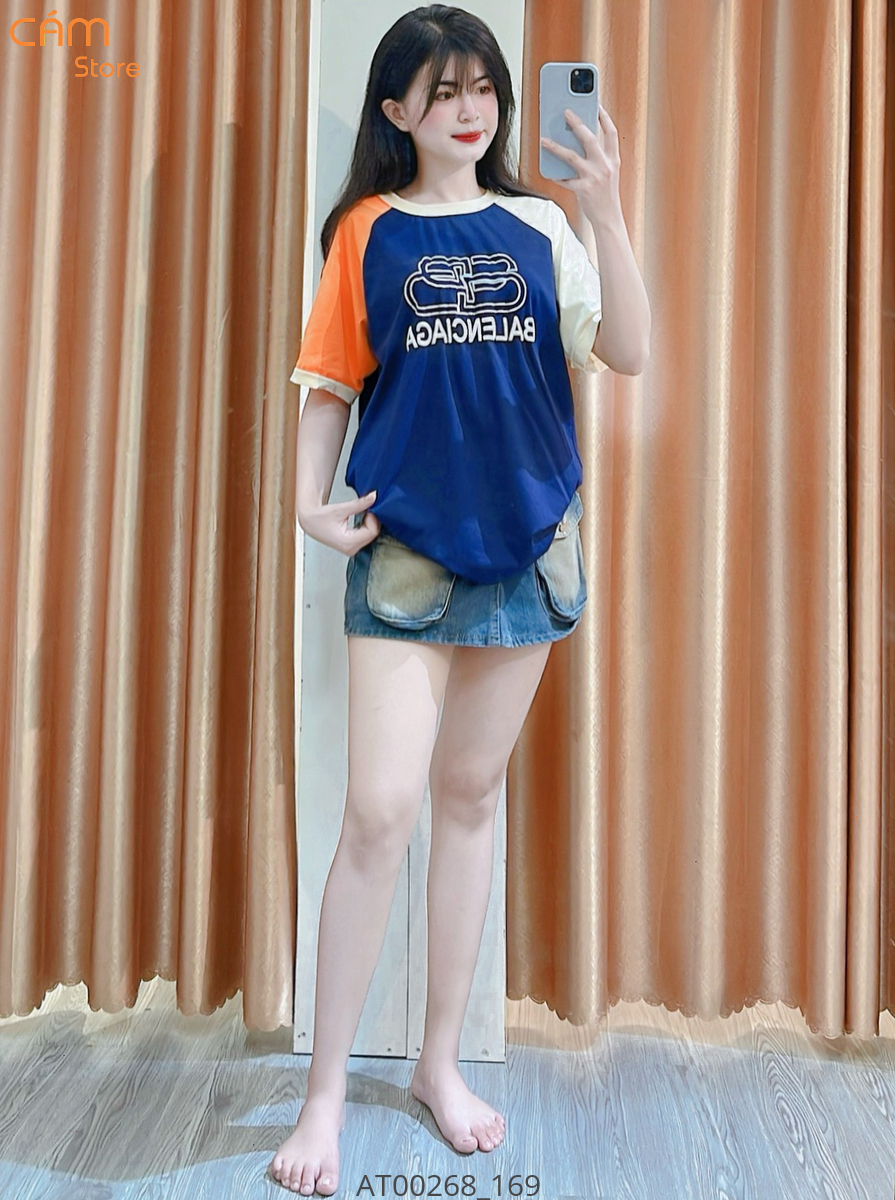 Hassy | Áo thun oversize phối tay in Balegnciga HS | Hassy.vn - Thời trang nữ hot trend