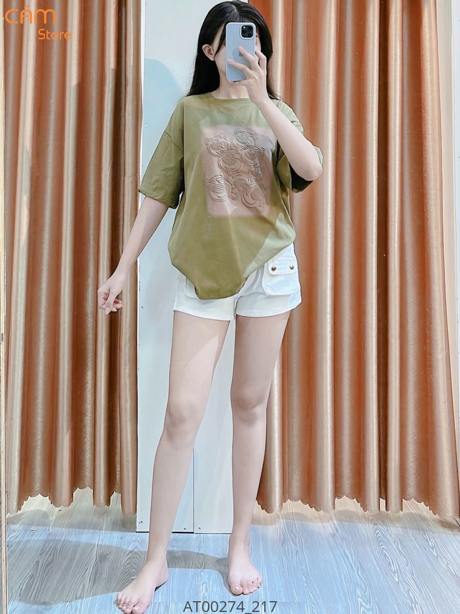 Hassy | Áo thun oversize cotton mát in nổi gâu cổ tròn  HS | Hassy.vn - Thời trang nữ hot trend