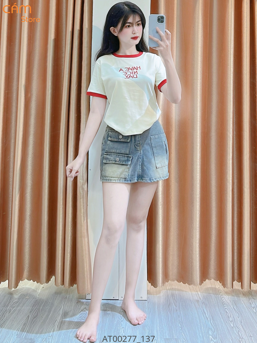 Hassy | Áo thun babytee phối viền in chữ Have a nice day HS | Hassy.vn - Thời trang nữ hot trend