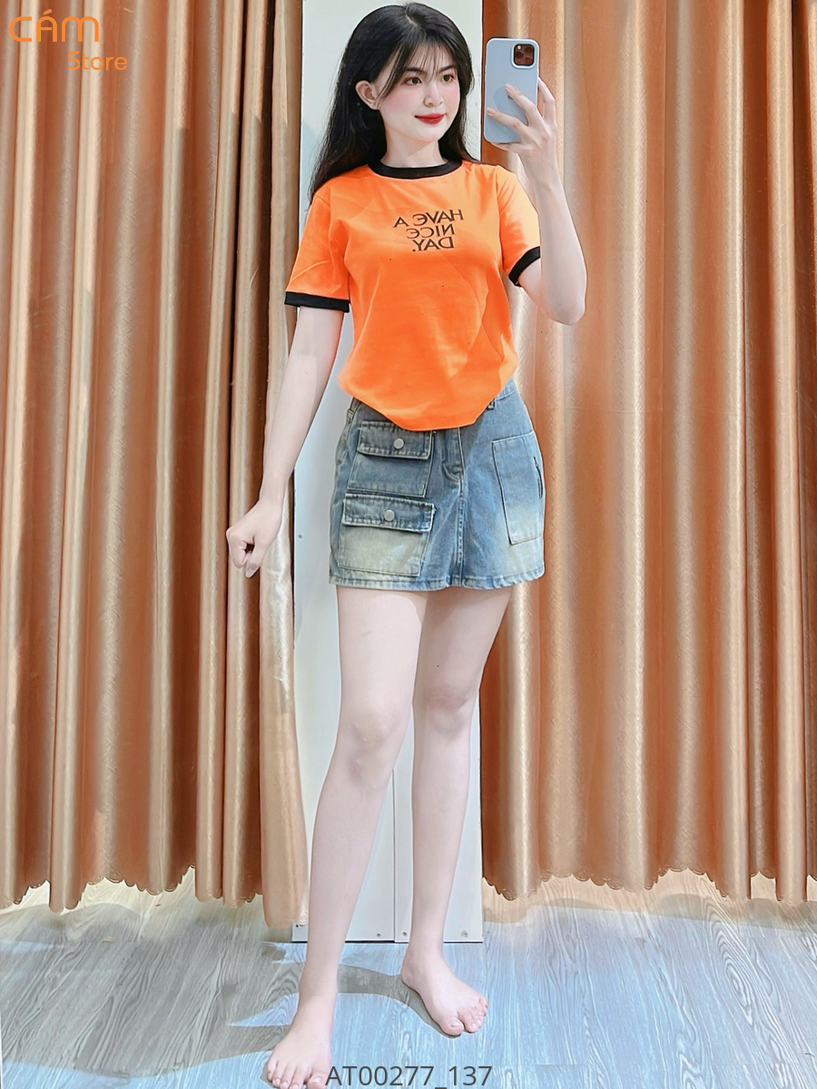 Hassy | Áo thun babytee phối viền in chữ Have a nice day HS | Hassy.vn - Thời trang nữ hot trend