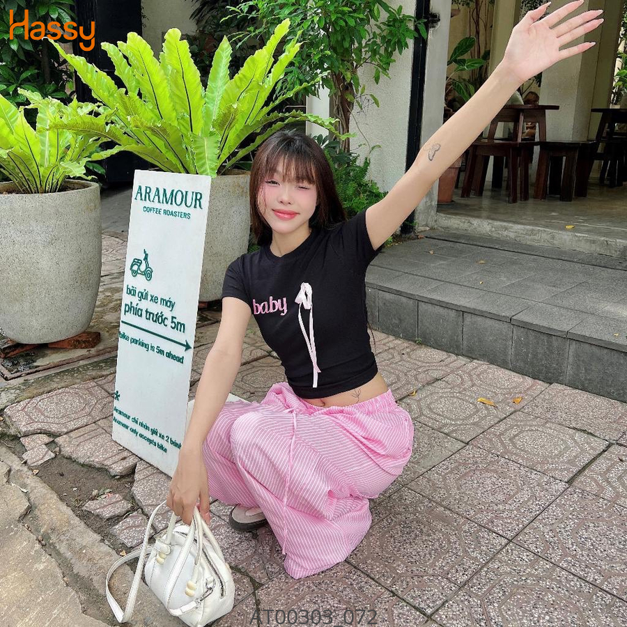 Hassy | Áo babytee baby thắt nơ hồng cute TLBT | Hassy.vn - Thời trang nữ hot trend