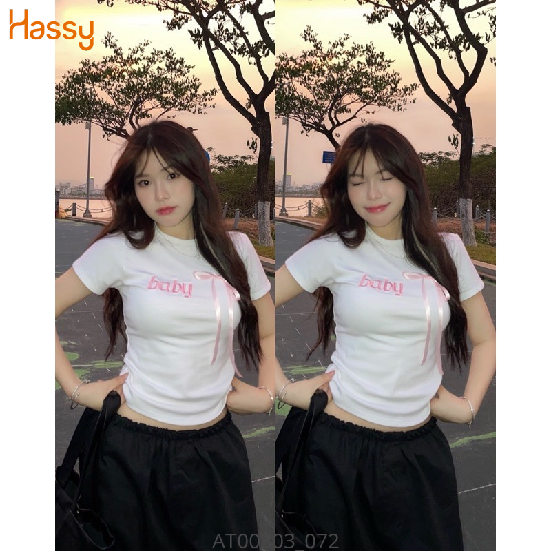 Hassy | Áo babytee baby thắt nơ hồng cute TLBT | Hassy.vn - Thời trang nữ hot trend