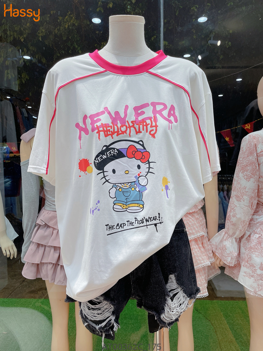 Hassy | Áo thun form rộng hellokitty cotton lạnh phối viền HS | Hassy.vn - Thời trang nữ hot trend