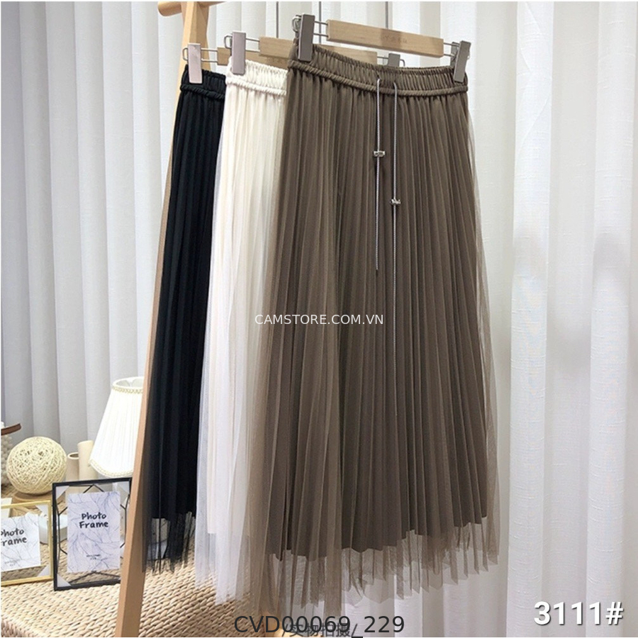 Hassy | Chân váy midi lưới dập ly QC kèm đai phụ kiện HS | Hassy.vn - Thời trang nữ hot trend