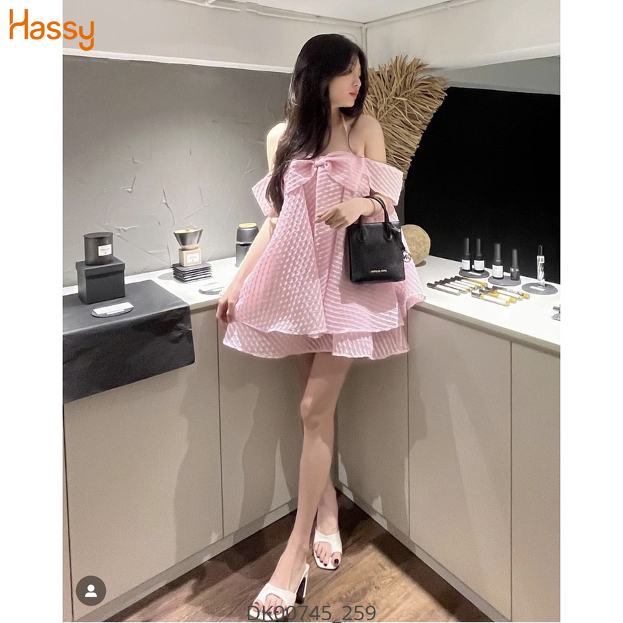 Hassy | Đầm xốp hồng dây yếm nơ ngực 106 KT | Hassy.vn - Thời trang nữ hot trend