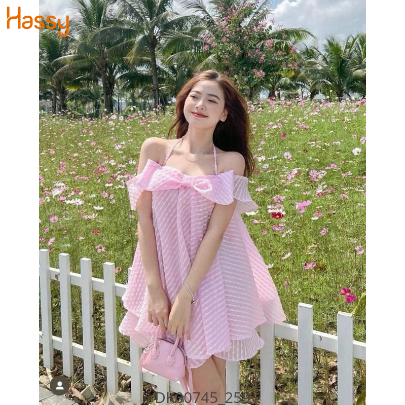 Hassy | Đầm xốp hồng dây yếm nơ ngực 106 KT | Hassy.vn - Thời trang nữ hot trend