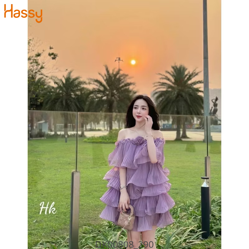 Hassy | Đầm cổ yếm dập ly tag hoa nhiều tầng 2m KT | Hassy.vn - Thời trang nữ hot trend