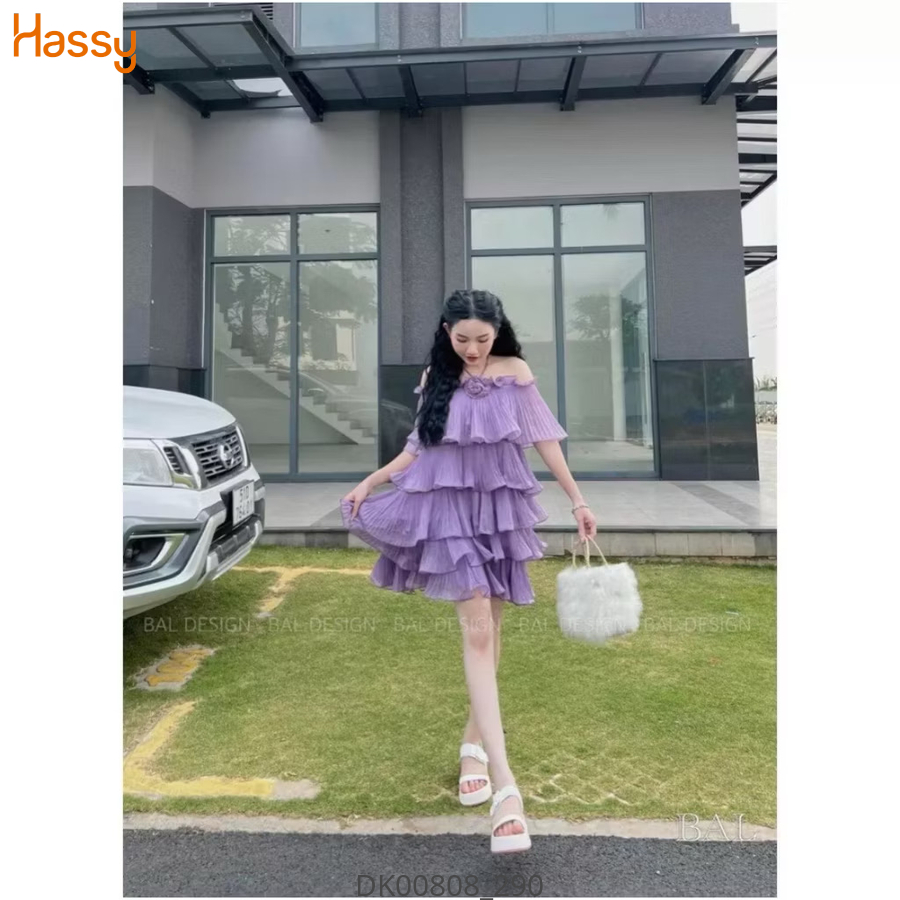 Hassy | Đầm cổ yếm dập ly tag hoa nhiều tầng 2m KT | Hassy.vn - Thời trang nữ hot trend