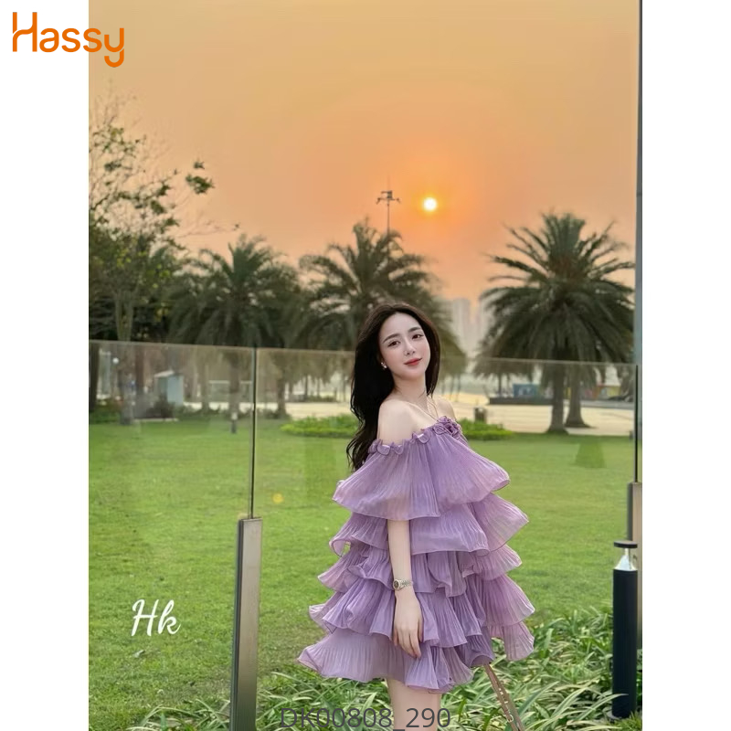 Hassy | Đầm cổ yếm dập ly tag hoa nhiều tầng 2m KT | Hassy.vn - Thời trang nữ hot trend