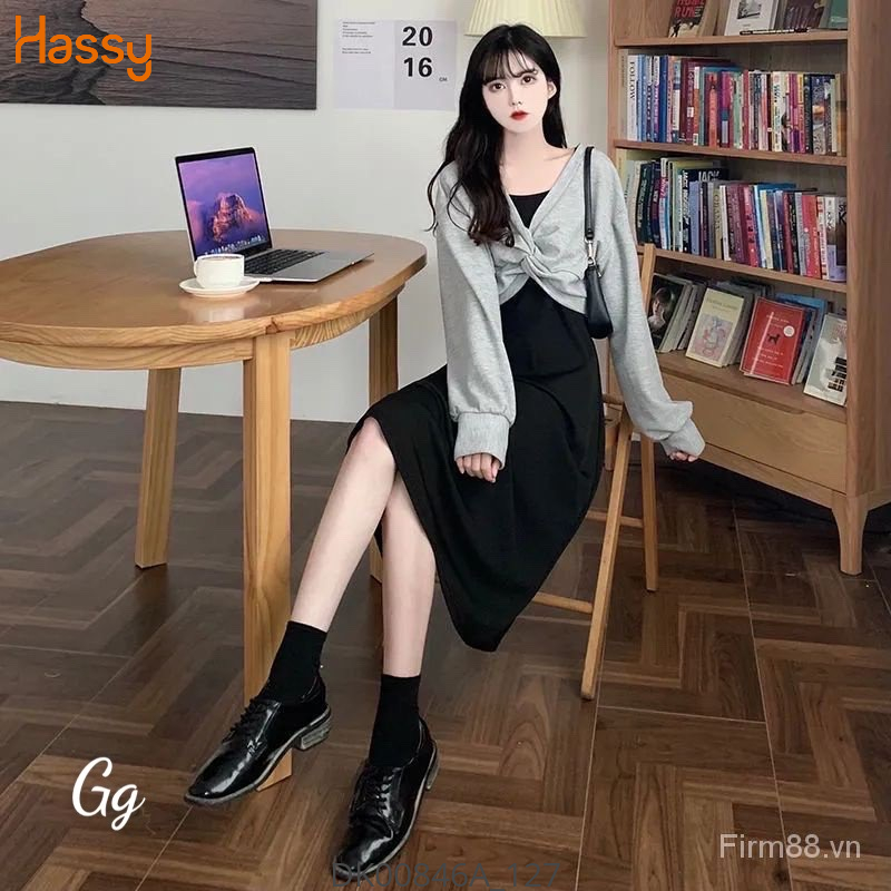 Hassy | Đầm gân hai dây midi kèm croptop rộng xoắn ngực MK | Hassy.vn - Thời trang nữ hot trend