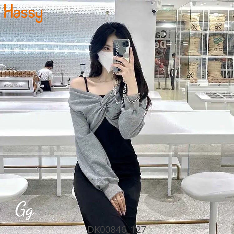 Hassy | Đầm gân hai dây midi kèm croptop rộng xoắn ngực MK | Hassy.vn - Thời trang nữ hot trend