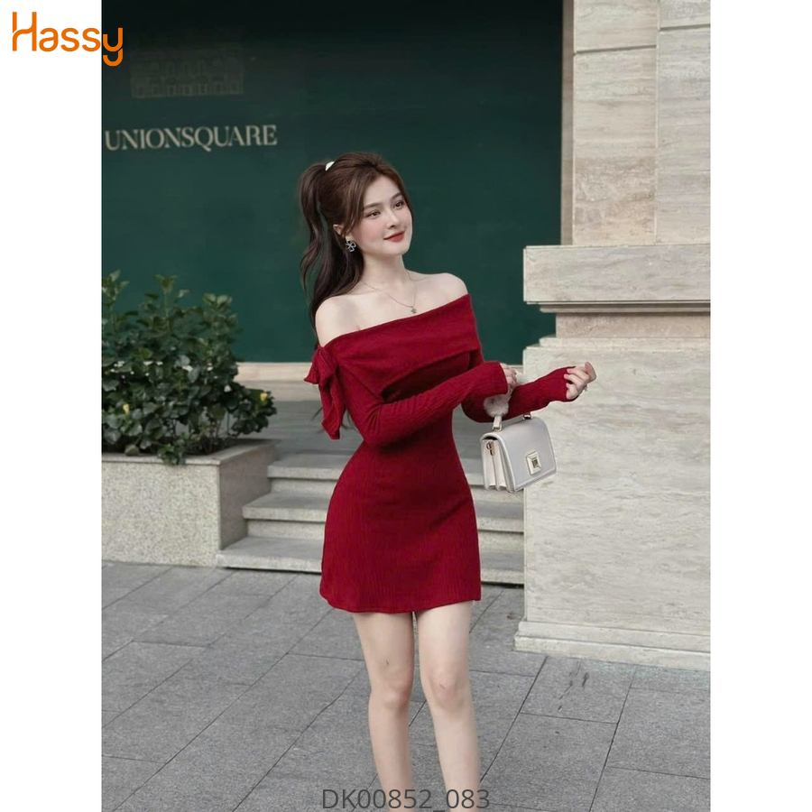 Hassy | Đầm gân tay nơ bẹt vai dễ thương MK | Hassy.vn - Thời trang nữ hot trend