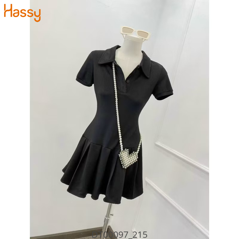 Hassy | Đầm len tăm tay ngắn xếp ly xoè cổ polo HS | Hassy.vn - Thời trang nữ hot trend