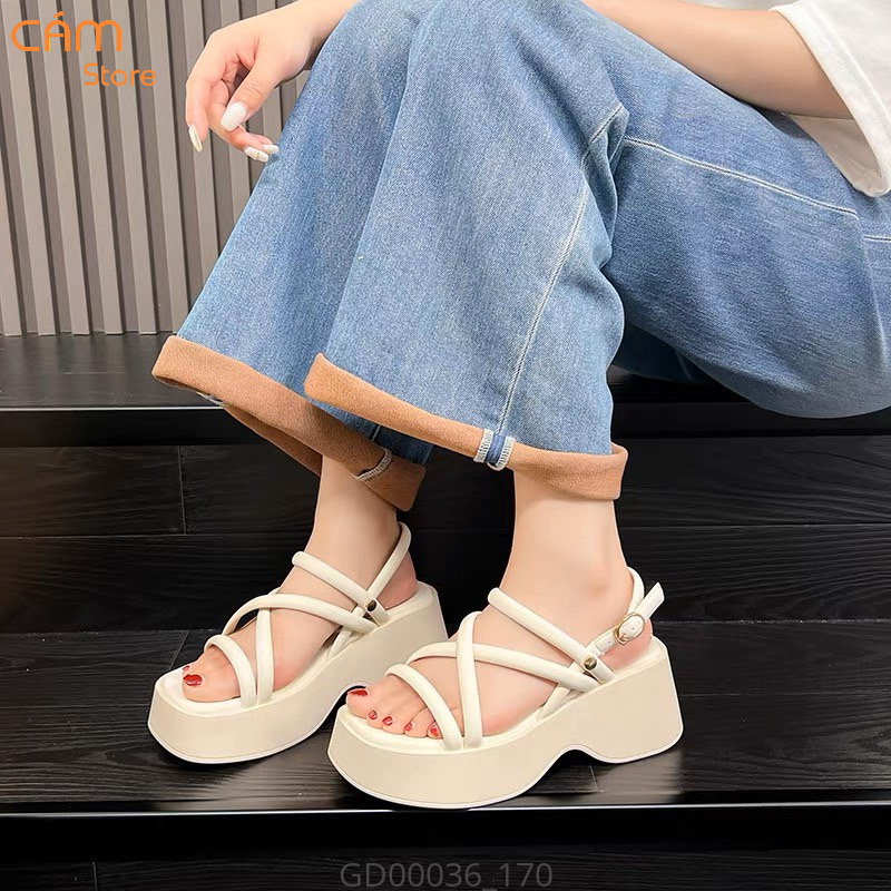 Giày Sandal nữ đế cao 6cm quai dây mảnh hở ngón BUNNY