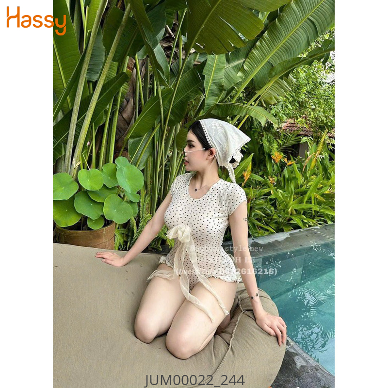 Hassy | Jum bikini gân hoa kem nơ đôi kèm khăn thêu 6939 KT | Hassy.vn - Thời trang nữ hot trend