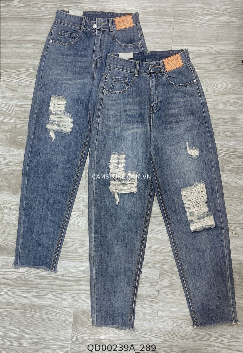 Hassy | Quần baggy jean Quảng Châu co dãn rách lật lai 1027 HS | Hassy.vn - Thời trang nữ hot trend