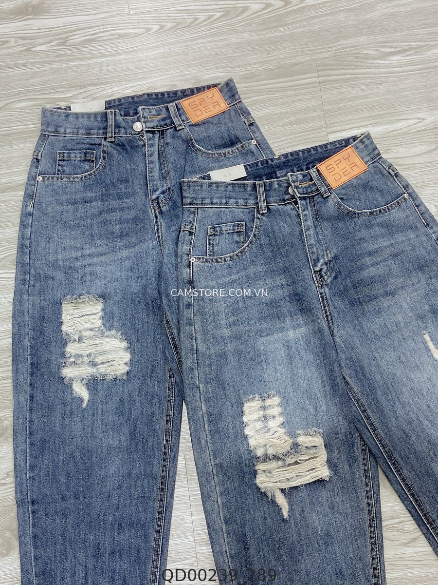 Hassy | Quần baggy jean Quảng Châu co dãn rách lật lai 1027 HS | Hassy.vn - Thời trang nữ hot trend