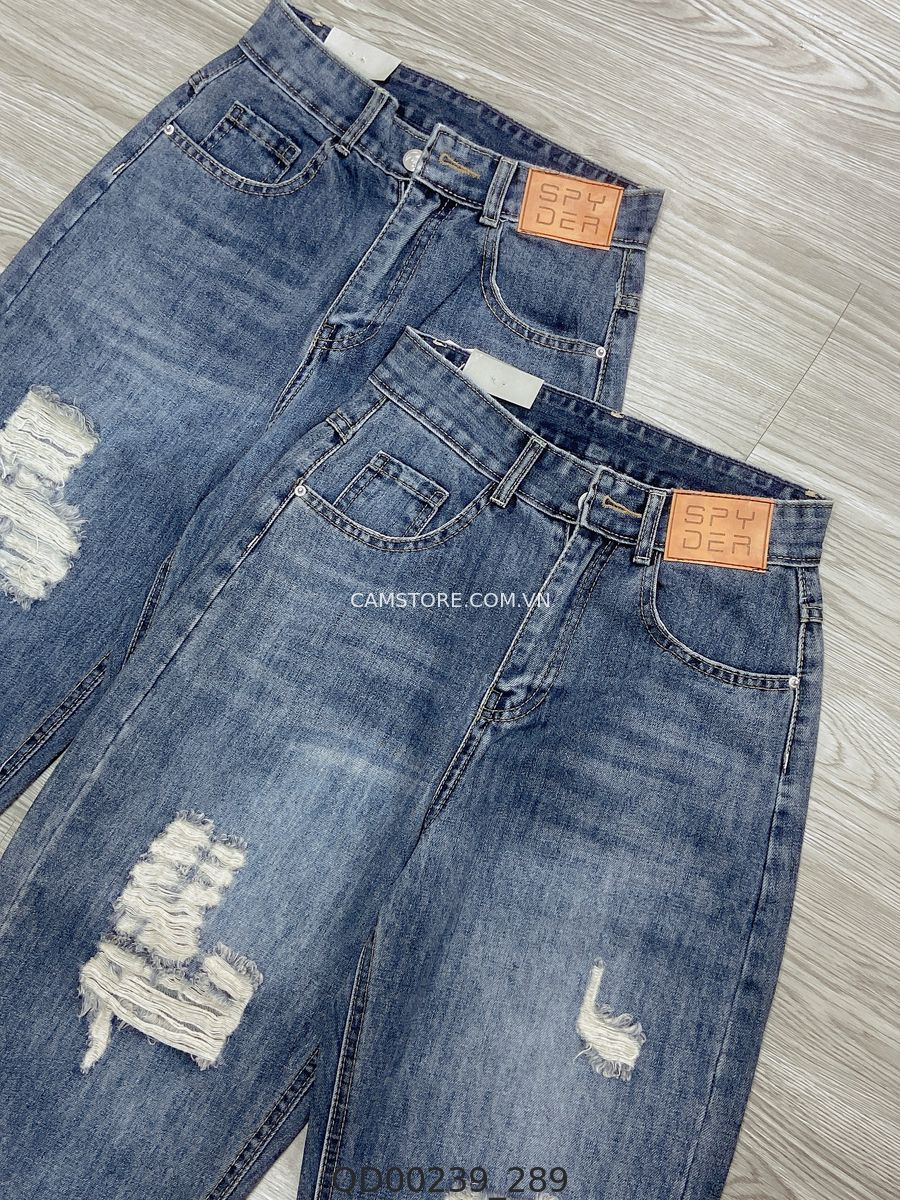 Hassy | Quần baggy jean Quảng Châu co dãn rách lật lai 1027 HS | Hassy.vn - Thời trang nữ hot trend