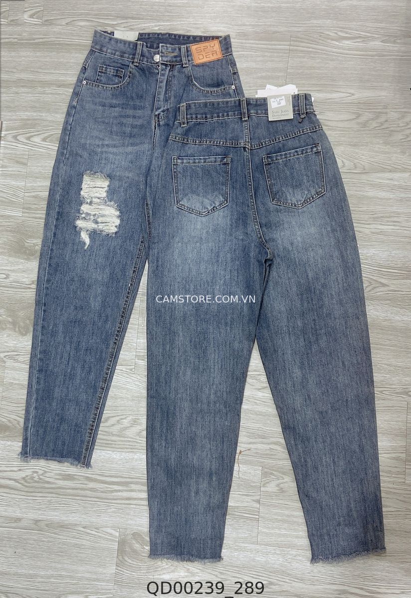 Hassy | Quần baggy jean Quảng Châu co dãn rách lật lai 1027 HS | Hassy.vn - Thời trang nữ hot trend