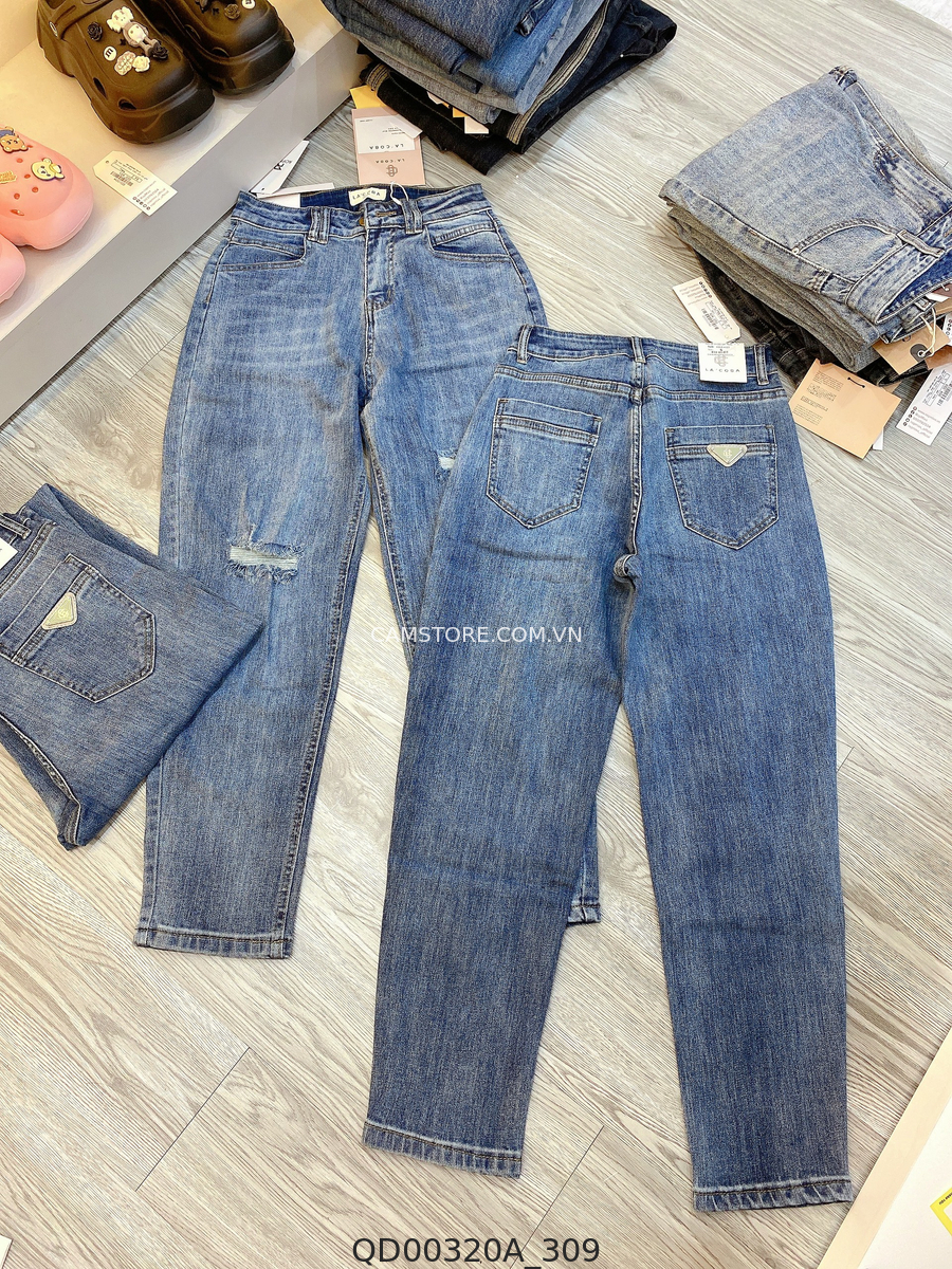 Hassy | Quần jean baggy QC tag đá Lacoba rách nhẹ AB264322  HS | Hassy.vn - Thời trang nữ hot trend