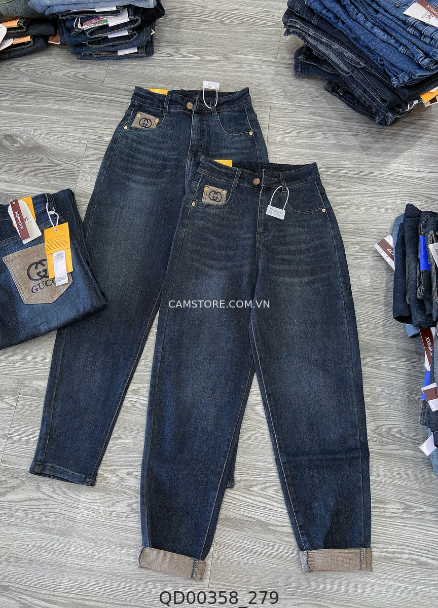 Quần baggy jean Quảng Châu thêu túi Gucccy  HS