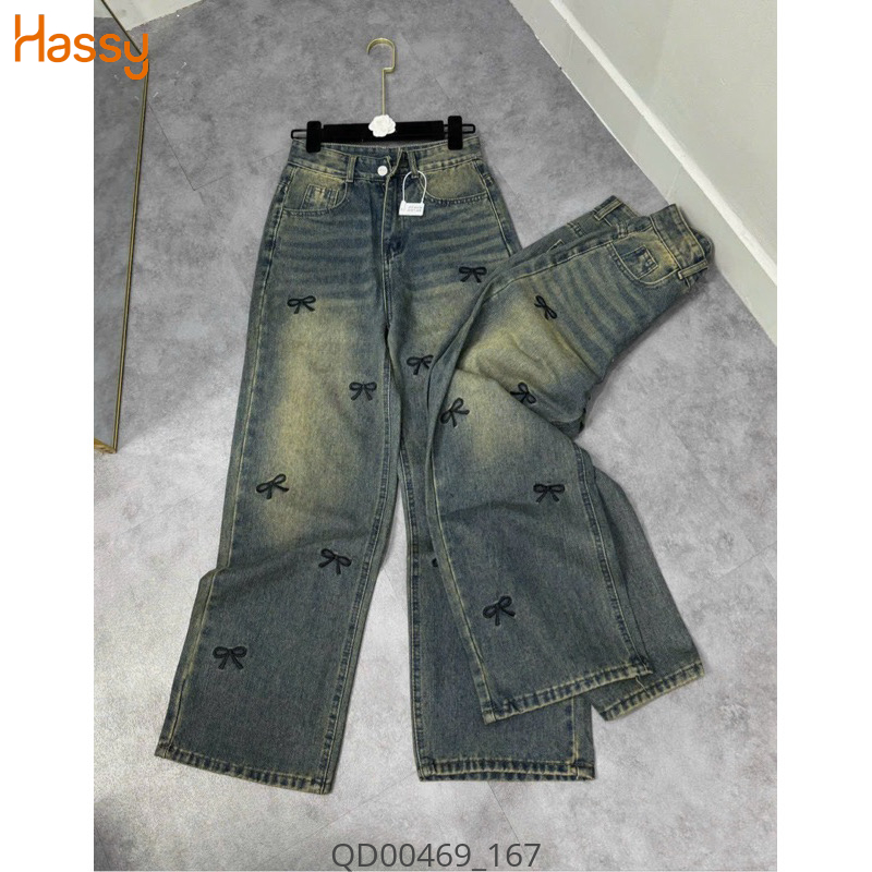 Hassy | Quần suông jean thêu nơ đậm TM516 TN | Hassy.vn - Thời trang nữ hot trend