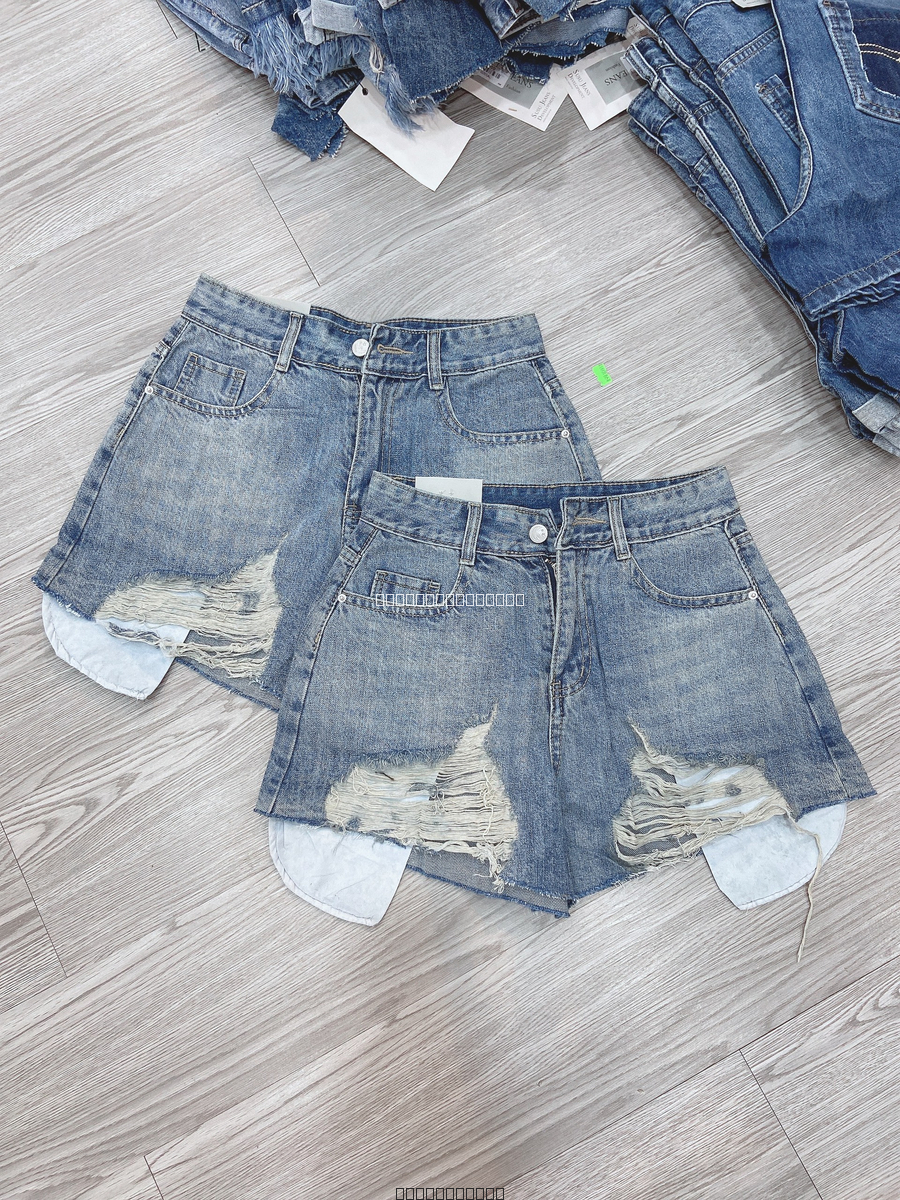 Quần short jean QC rách lai lộ túi 990 HS