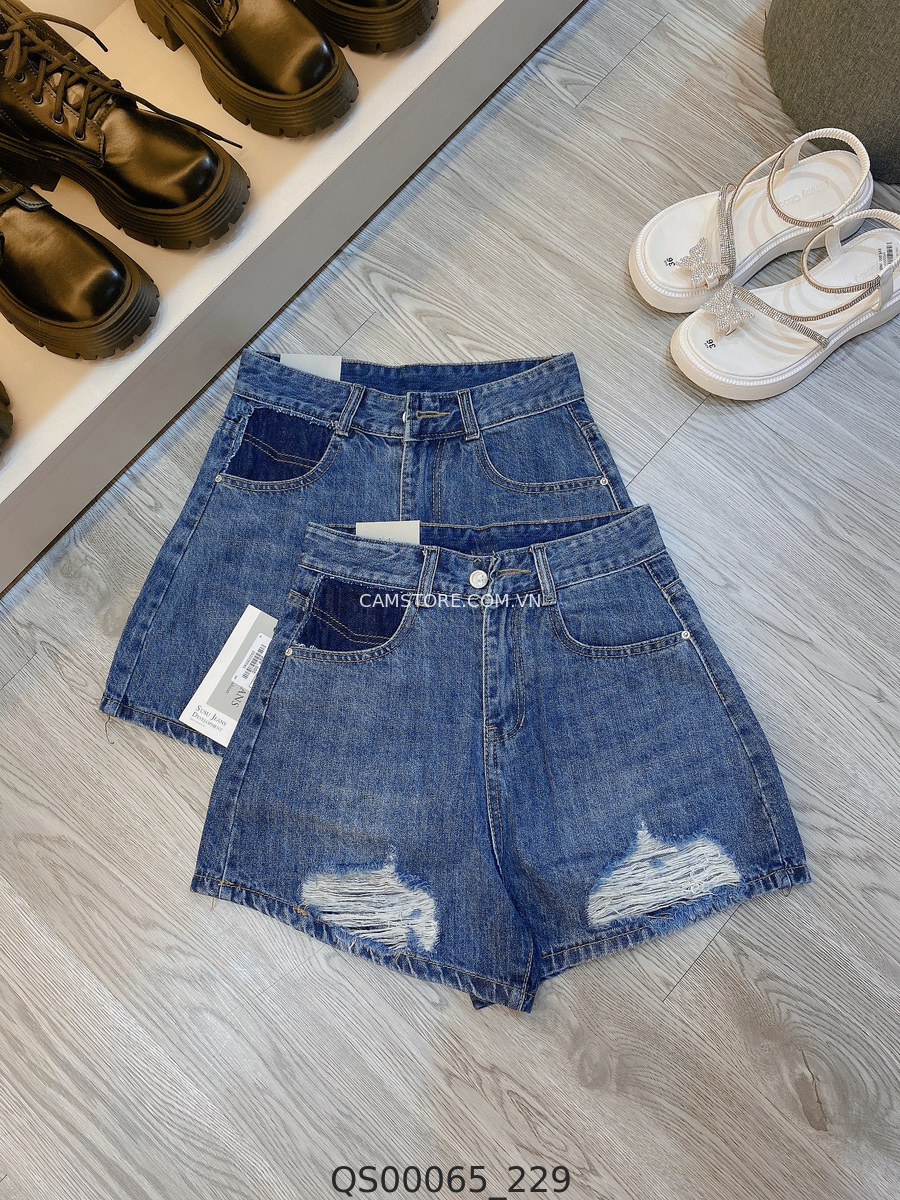 Quần short jean có lai rách túi đậm 858 HS