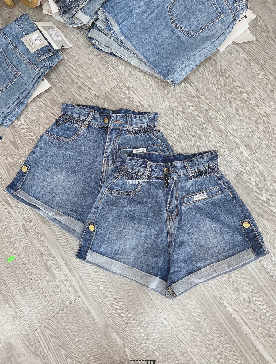 Hassy | Quần short jean lật lai chun eo tag da trắng 031 HS | Hassy.vn - Thời trang nữ hot trend