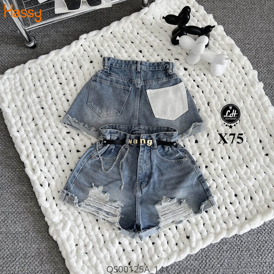 Hassy | Quần short jean rách tưa lai kèm đai Wang BA | Hassy.vn - Thời trang nữ hot trend